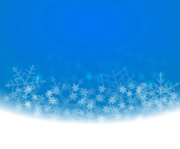 Fondo azul invierno con copos de nieve. Ilustración vectorial. — Vector de stock