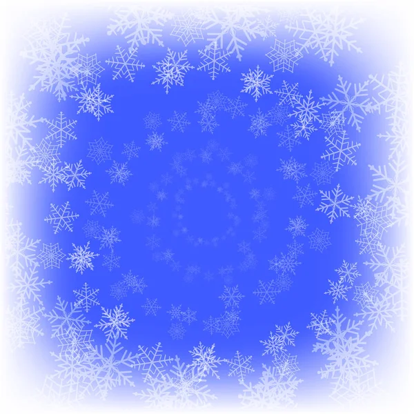 Fondo azul invierno con copos de nieve. Ilustración vectorial. — Archivo Imágenes Vectoriales