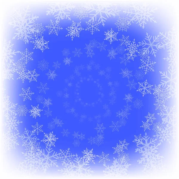 Winterblauer Hintergrund mit Schneeflocken. Vektorillustration. — Stockvektor