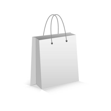 Gerçekçi beyaz boş çanta için Shoping gölge ile. Vektör Eps 10.