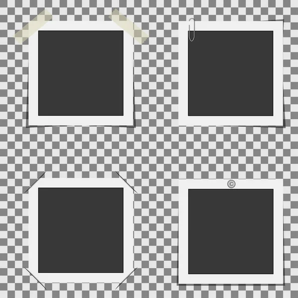Conjunto vectorial de marcos de fotos sobre un fondo transparente unido de varias maneras . — Archivo Imágenes Vectoriales