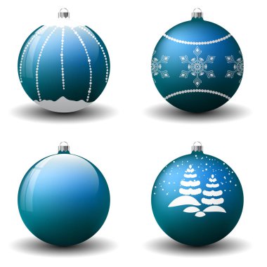 Vektör Noel topları. İzole gerçekçi süslemeleri kümesi.