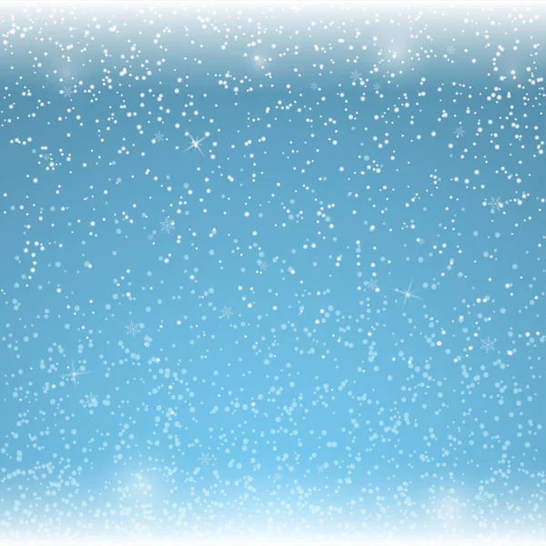 Weihnachtsblauer Hintergrund mit fallenden Schneeflocken. Vektorillustration. — Stockvektor