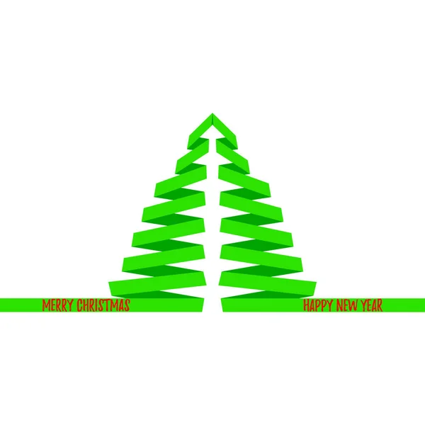 Nastro stilizzato vettoriale o albero di Natale di carta con saluti. Isolato su bianco . — Vettoriale Stock