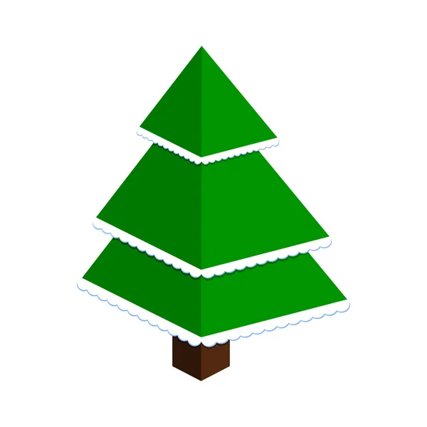 Vector abstract christmas tree made of green triangles with snow. — Stock Vector