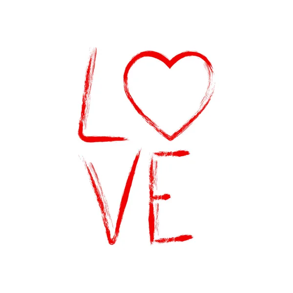 毛笔书法的爱。手绘刻字为情人节设计。矢量图. — 图库矢量图片