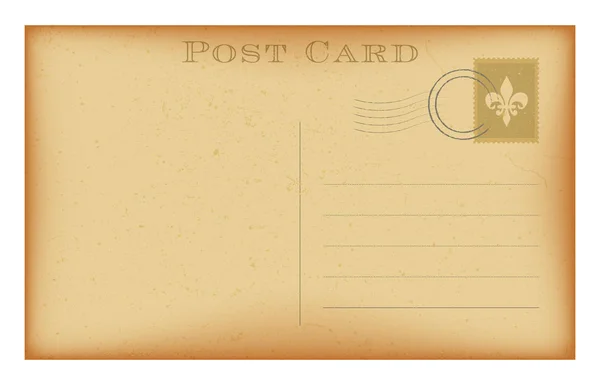 Vieille carte postale avec timbre. Illustration vectorielle . — Image vectorielle