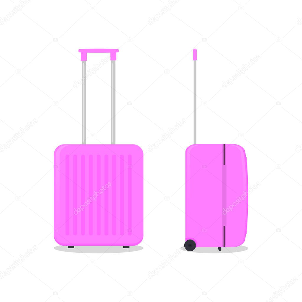 Vector pink travel bag. Isolated on white.