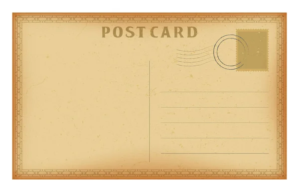 Vector postal antigua con marco geométrico. Papel grunge postal vintage . — Vector de stock