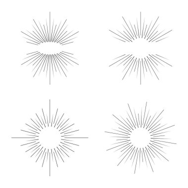 Sunbusrt kümesi. Geometrik şekiller ve ışık kümesi ray. Hippi tarzı çerçeveler.