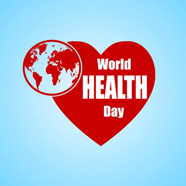 Vector Illustration of World health day concept text design with Earth globe and heart. — Stock Vector