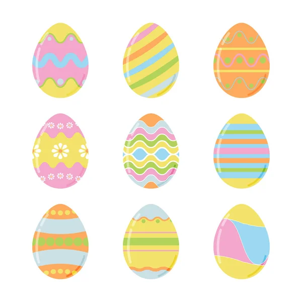 Набор векторных пасхальных яиц для оформления пасхальных праздников. Изолированные на белом . — стоковый вектор