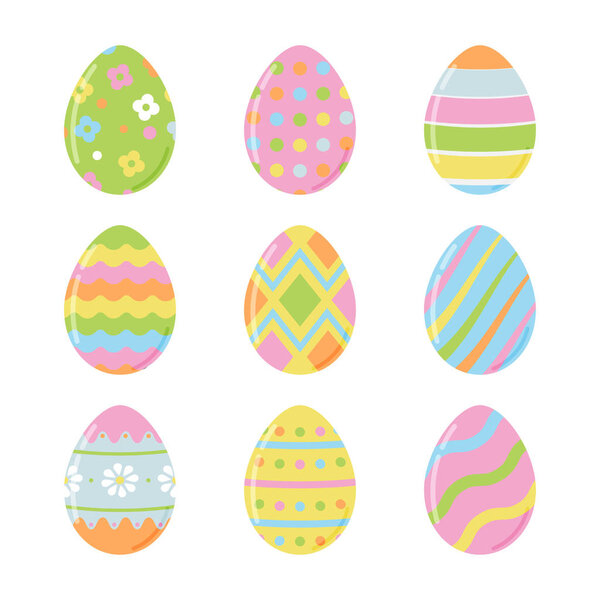 Vector illustration of Easter eggs for Easter holidays design. Isolated on white background.