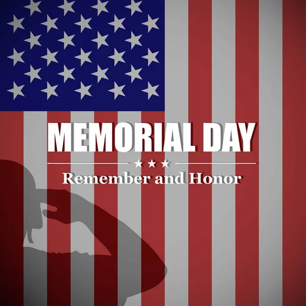 Διάνυσμα φόντο Memorial Day του στρατιώτη σιλουέτα και ΗΠΑ εθνική σημαία. — Διανυσματικό Αρχείο