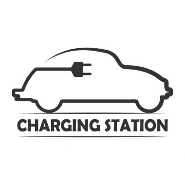 Elektrikli araç şarj istasyonu için vektör simge. Elektrikli Araba şarj simgesi.