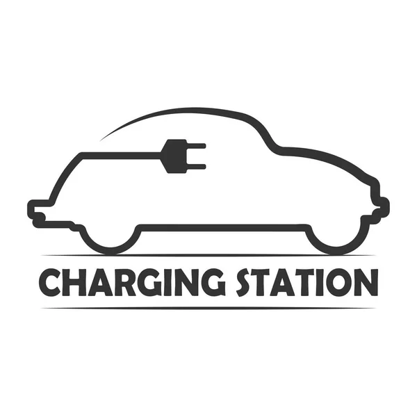 Vector icon for electric vehicle charging station. Electric car recharge icon. — Stock Vector