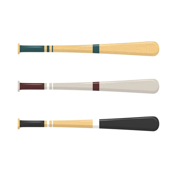 Conjunto vectorial de diferentes bates de béisbol. Aislado sobre fondo blanco . — Archivo Imágenes Vectoriales