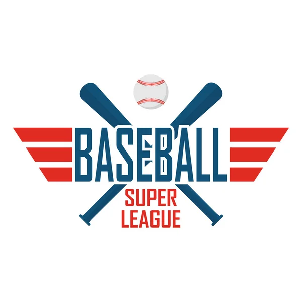 Logotipo de baseball vetorial com bola e morcegos em estilo retro. Isolado sobre fundo branco . —  Vetores de Stock