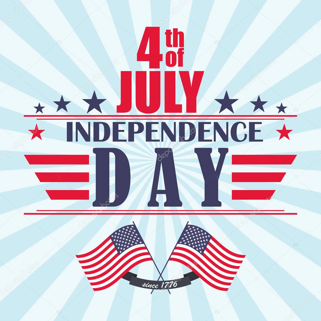 Vector Independence Day background with stars, ribbon and lettering. Template for Independence Day.