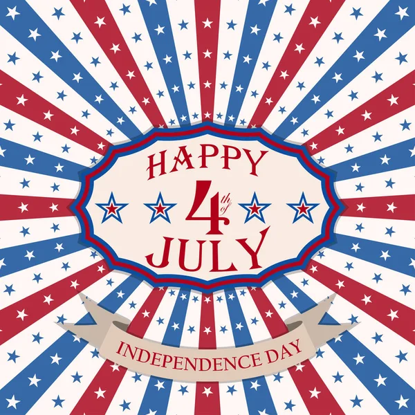 Vector Happy 4 juli achtergrond met sterren en strepen. De dag van de onafhankelijkheid van de Verenigde Staten feestelijke ontwerp. — Stockvector