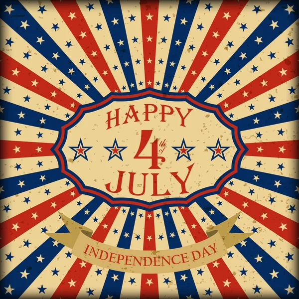 Vector Happy 4 juillet design rétro. Jour de l'indépendance arrière-plan . — Image vectorielle