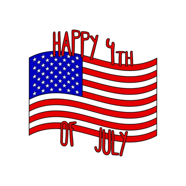 Вектор Happy 4th of July с национальным флагом США в стиле карикатуры. Награды ко Дню независимости США . — стоковый вектор