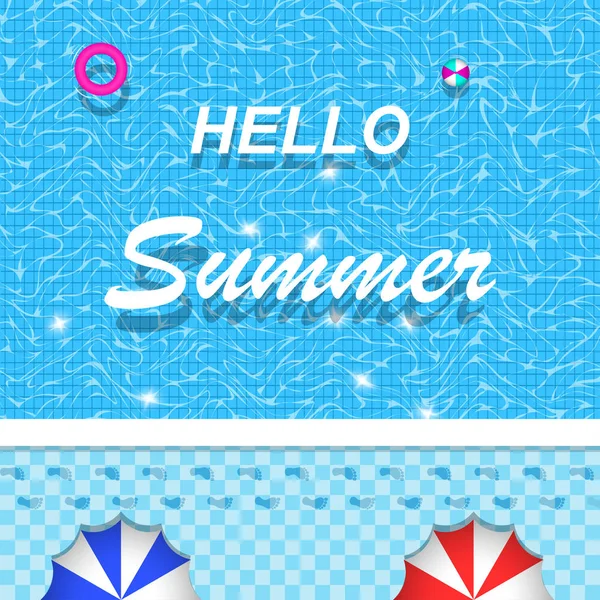 Вектор Hello summer lettering on swimming pool for banner, brochure and invitation design . — стоковый вектор