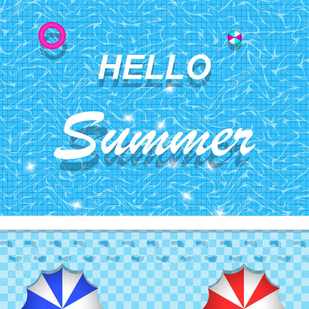 Download Vector hello summer lettering on swimming pool for banner ...