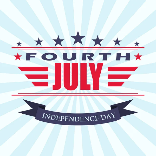 Vector Fourth of July achtergrond met sterretjes en zwarte lint. De dag van de onafhankelijkheid van de Verenigde Staten ontwerp. Sjabloon voor 4 juli. — Stockvector