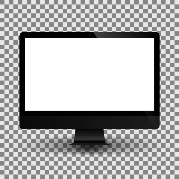 Vector monobloque ordenador con pantalla blanca vacía. Pantalla de PC realista . — Archivo Imágenes Vectoriales