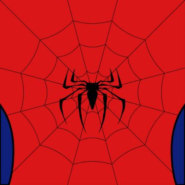 Siyah vektör web örümcek kırmızı arka plan ile.