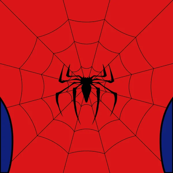 Vektor svart web med spindel på röd bakgrund. — Stock vektor