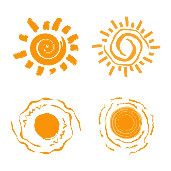 Coleção vetorial de diferentes ícones de sol. Conjunto de ícones solares. Isolado em fundo branco. Ilustração vetorial . — Vetor de Stock
