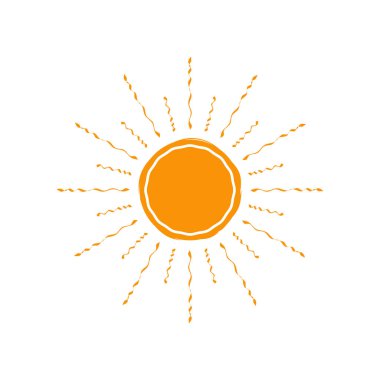 Vektör güneş simgesi. Beyaz izole.