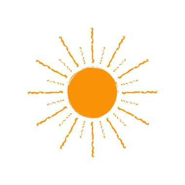 Vektör güneş simgesi veya simge. Beyaz arka plan üzerinde izole.