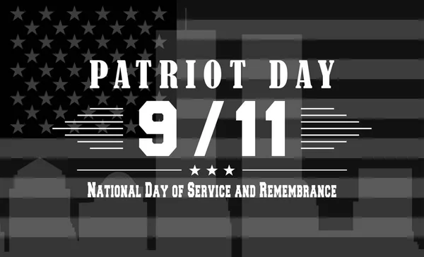 Vector Patriot Day dark background with National day of service and remembrance lettering. Template for September 11. — Stock Vector