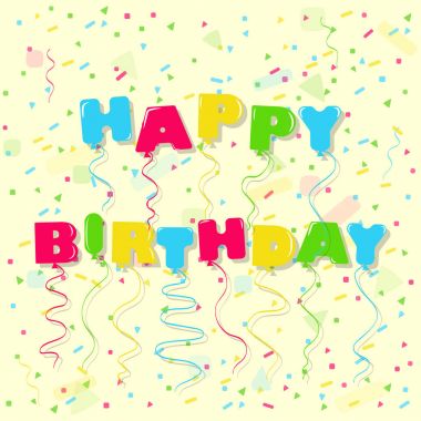 Vektör mutlu yıllar balon yazı şenlikli konfeti arka plan üzerinde.