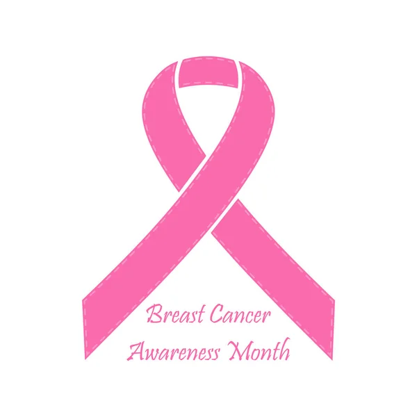 Nastro rosa vettoriale. Emblema del mese nazionale della consapevolezza del cancro al seno. Isolato su sfondo bianco . — Vettoriale Stock