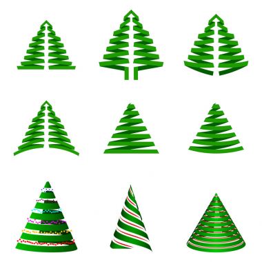 Vektör Noel ağaçlarının ayarlayın. Stilize xmas ağacı tatil tasarımınız için. Beyaz arka plan üzerinde izole.