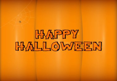 Vektör Cadılar Bayramın kutlu olsun yazı stilize kabak arka plan üzerinde. Tatil hat örümcek ve web afiş, poster, tebrik kartı, yeni yıl eğlencesi daveti için.