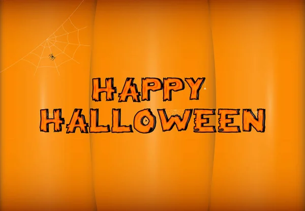 Vektor Happy Halloween nápisy na stylizované dýňová pozadí. Dovolená kaligrafie s pavouk a web banner, blahopřání, plakát, Pozvánka na večírek. — Stockový vektor