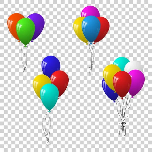 Векторный набор сгустков и групп красочных шариков для вечеринок. Изолированный на прозрачном фоне . — стоковый вектор