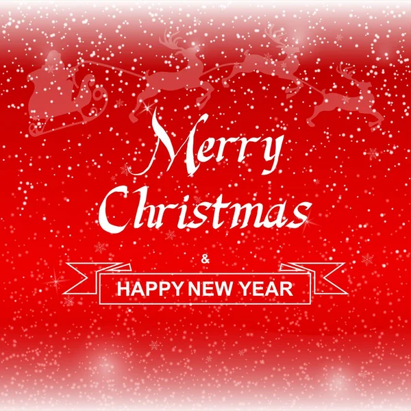 Fondo de Navidad vectorial con nevadas, equipo de renos y letras Feliz Navidad y Feliz Año Nuevo . — Vector de stock