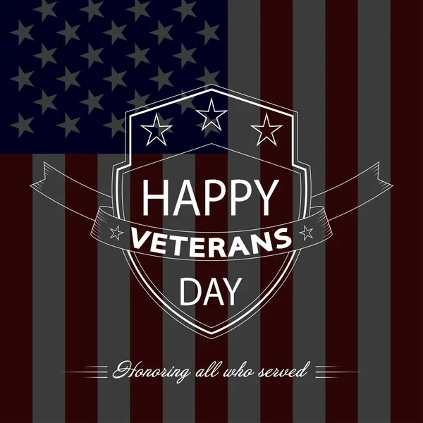 Vector Veterans Day background with white shield and lettering. — Stock Vector