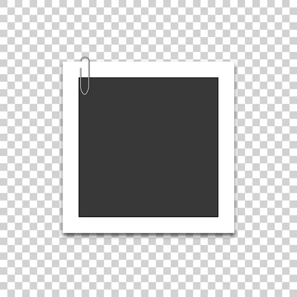 Marco de fotos vectorial con clip de papel y sombra. Aislado sobre fondo blanco . — Archivo Imágenes Vectoriales