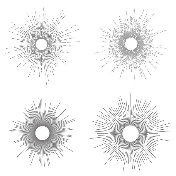 Conjunto vectorial de explosión solar o estelar. Splash, elementos de diseño de explosión.Aislado sobre fondo blanco . — Archivo Imágenes Vectoriales