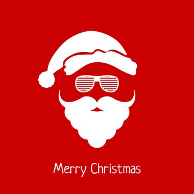 Vektör Noel Baba baş şapka, sakal ve yenilikçi gözlüklü.
