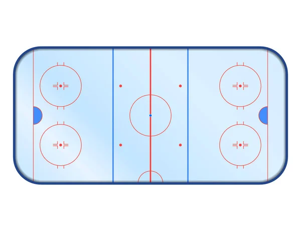 Vector ice hockey rink with markup. Isolated on white. — Stock Vector