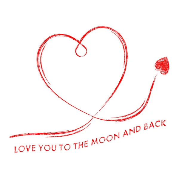 矢量爱你的月亮和背部粉笔刻字文字符号在白色背景上隔离。情人节设计元素. — 图库矢量图片