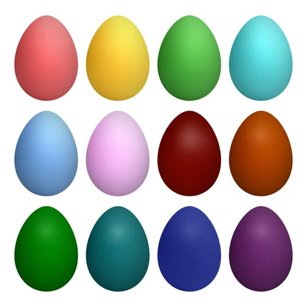 Vector set of single-color Easter eggs. Isolated on white background. — Stock Vector